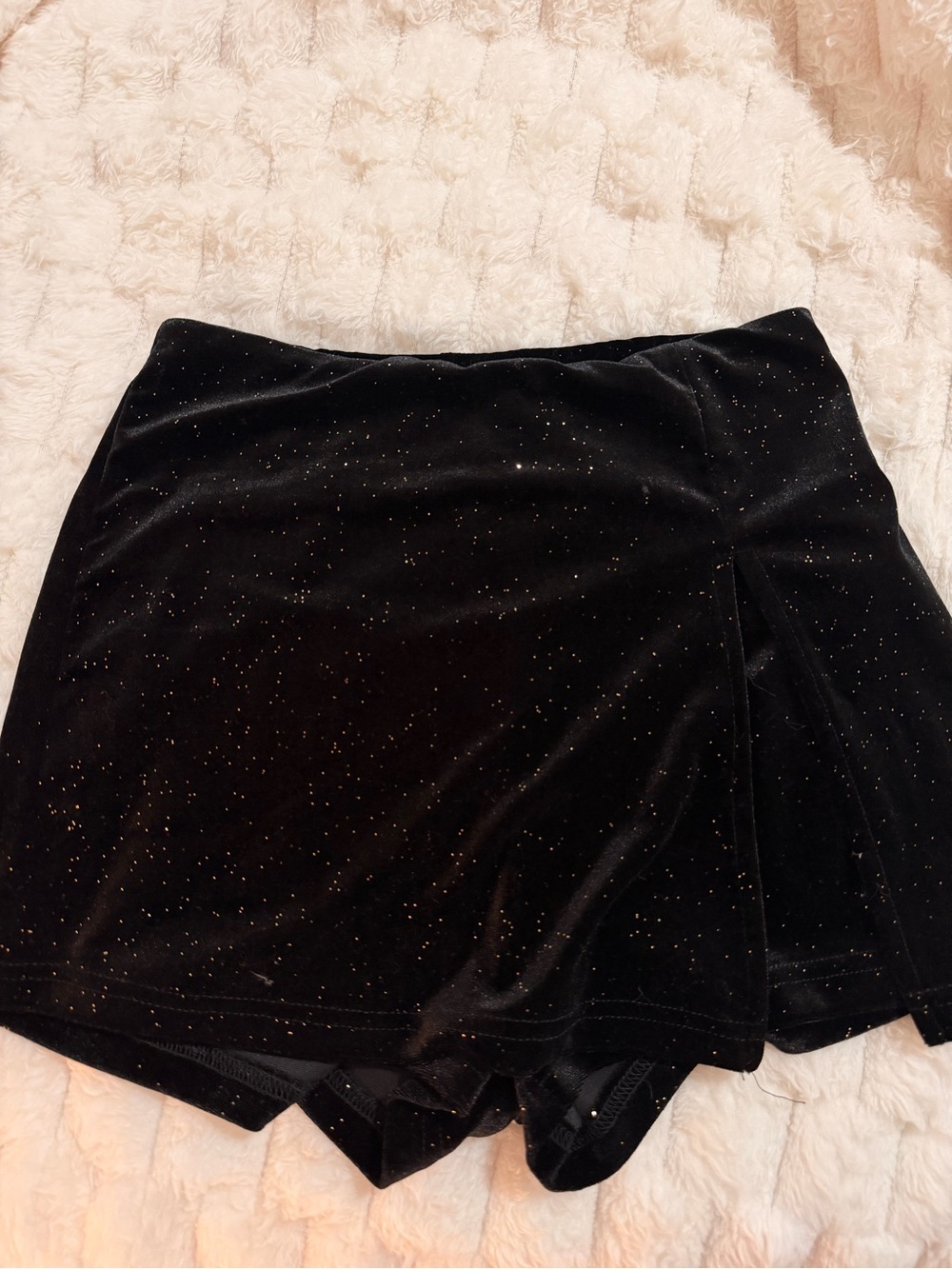 Black Sparkle Velvet Skort Shorts